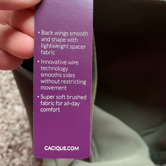 Cacique NWT Sz 40F C Wire Balconette Bra Olive Green Side-smoothing Solution - Picture 10 of 14